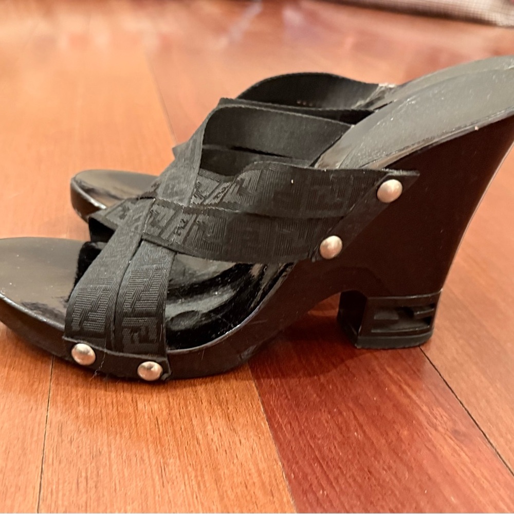 Fendi Black Crisscross Heels